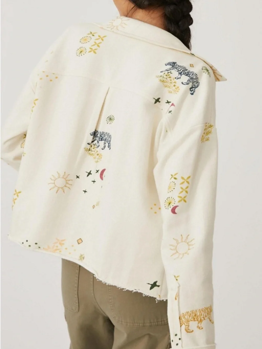 Anthropologie Pilcro Classic Shirt Jacket with Embroidered Detail